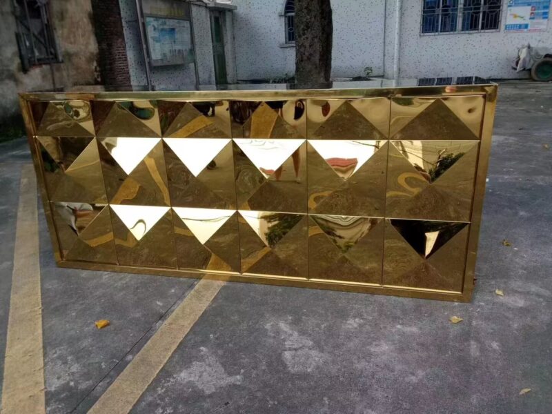 3D Bar Counter Unique Design Silver Stainless Steel Cabinet