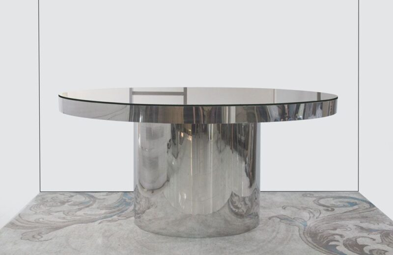 Silver Stainless Steel Base Hotel Lobby Table