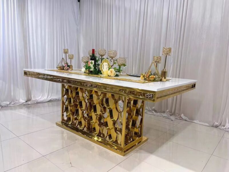 Wedding Event Supplies Stainless Steel Golden Event Table
